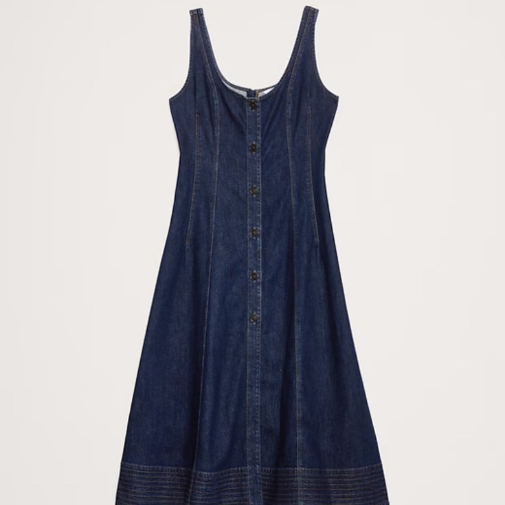 Banana Republic Indigo Blue Button-Front Denim Midi Dress